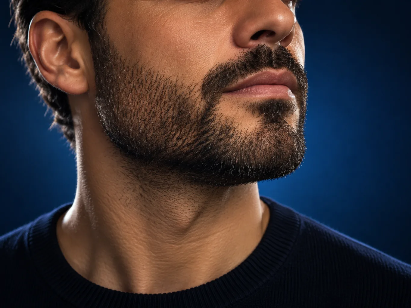Close-up of a full, neatly groomed beard